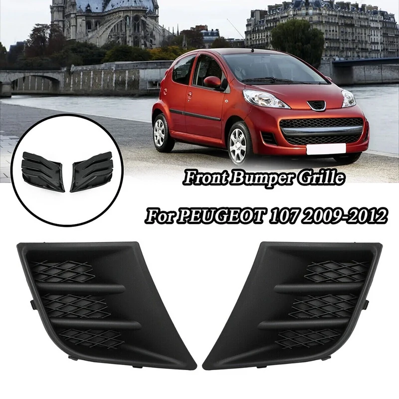 1Pair Front Bumper Fog Grille No Light Hole Left Right Side 7422A8 7422A9 Replacement Accessories For Peugeot 107 2009-2012