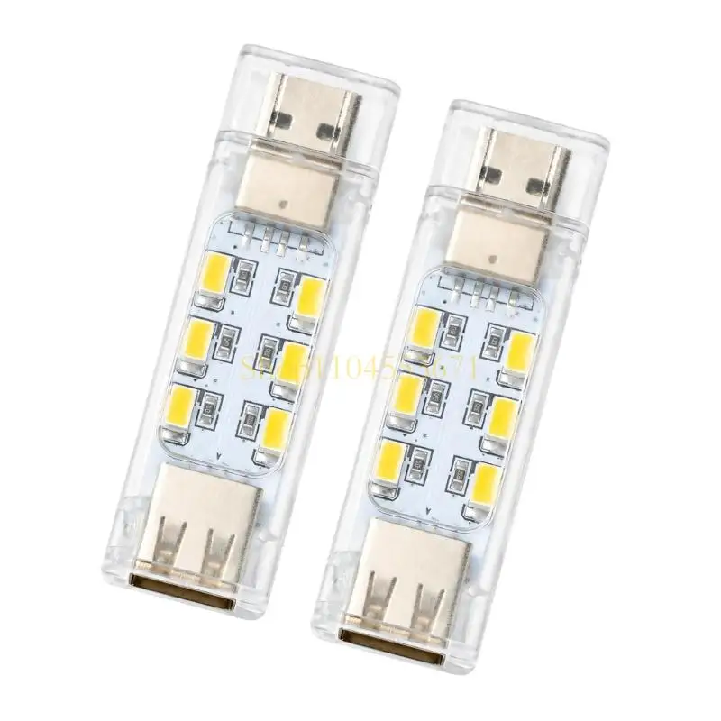Best Seller USB Lamp,USB LED Reading Light 2 Pack, Front-and-Back 12-LED Lighting with USB-A Data Transfer Port for Reading and