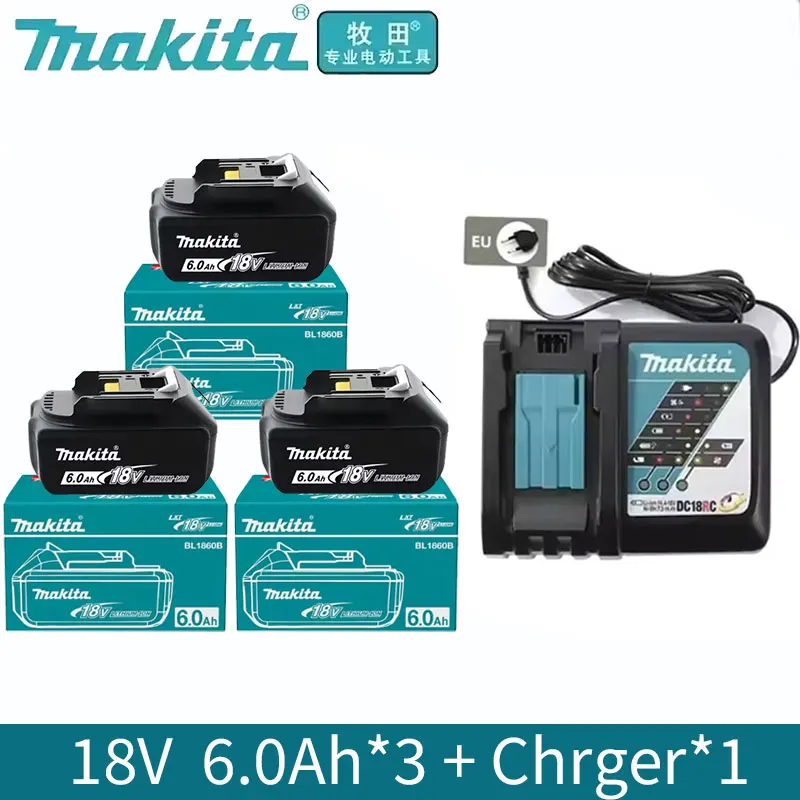 Makita oplaadbare lithiumbatterij 18V 6000mAh originele Makita gereedschapsbatterij BL1860 BL1890 DC18RC oplader 18V batterij
