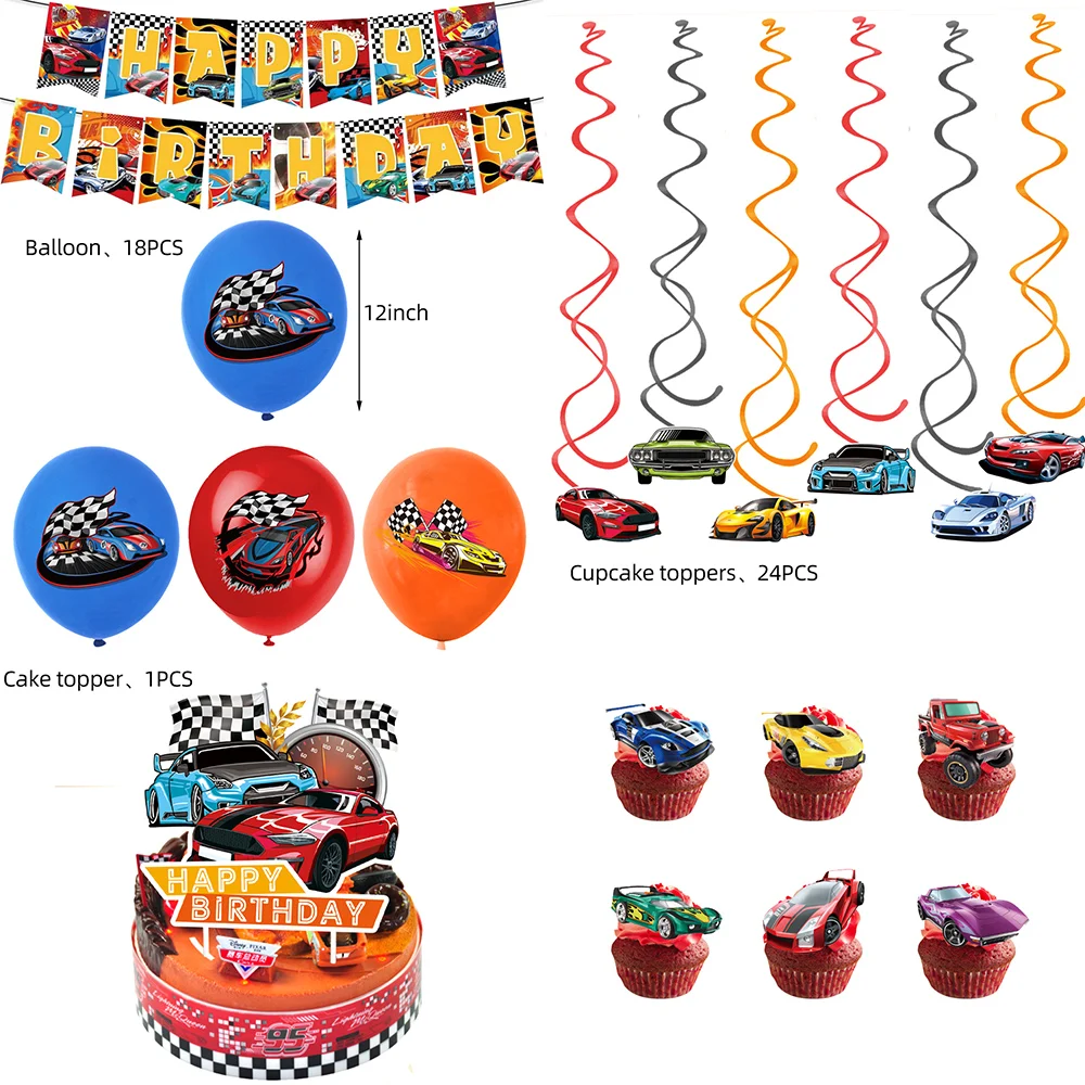 Hot Wheels Wheel Car Birthday Party Decoration Balloon Disposable Tableware Children's Supplies Boys' Party Supplies Toy