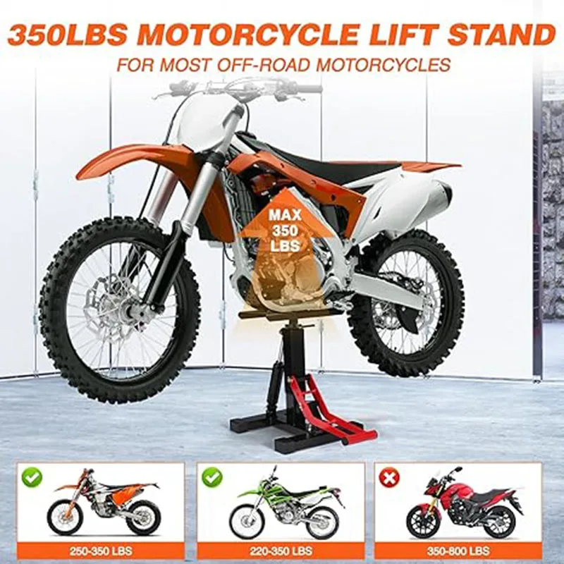 Motorcycle Jack Lift Stand 350-440lb Dirt Bike Lift Stand Hydraulic Lift Operation Adjustable Height Hoist Table for Repair