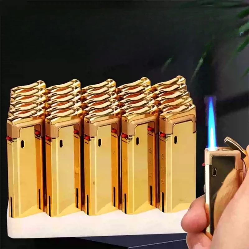 50pc New Butane Windproof Metal Lighter, Free Logo Customization Available, Portable Cigarette Grinding Wheel Lighter, Wholesale
