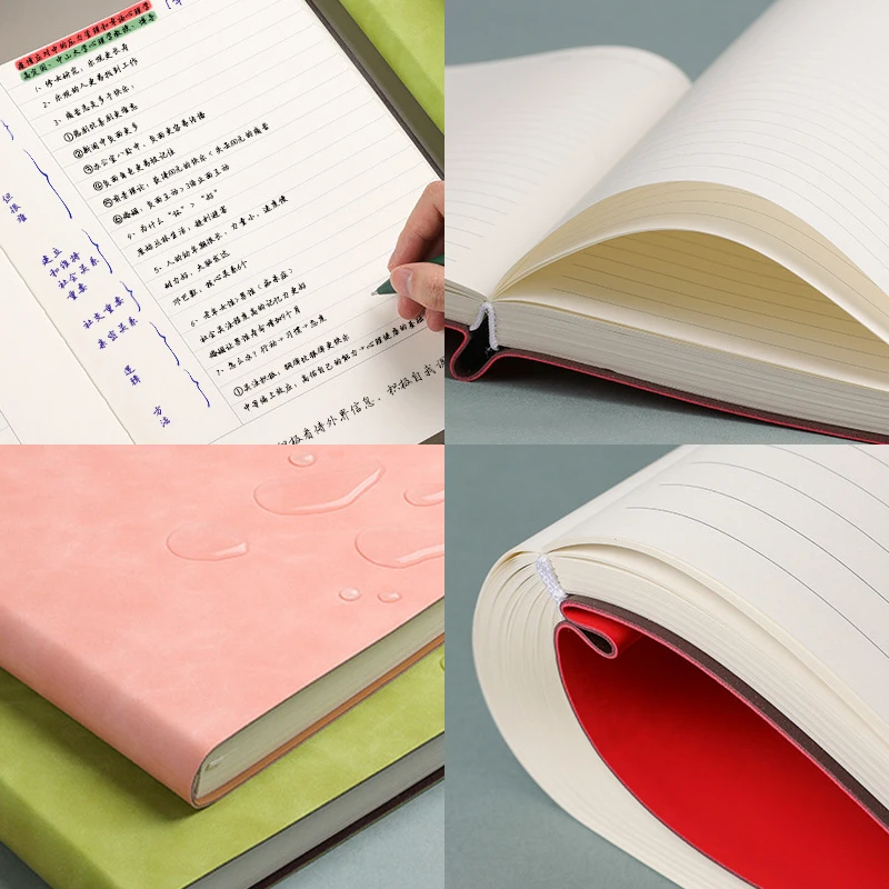 Ultra-Thick A4 Notebook 100&208 Sheets Soft Pu Cover Blank And Horizontal Line Inner Page Office Meeting Diary Study Stationery