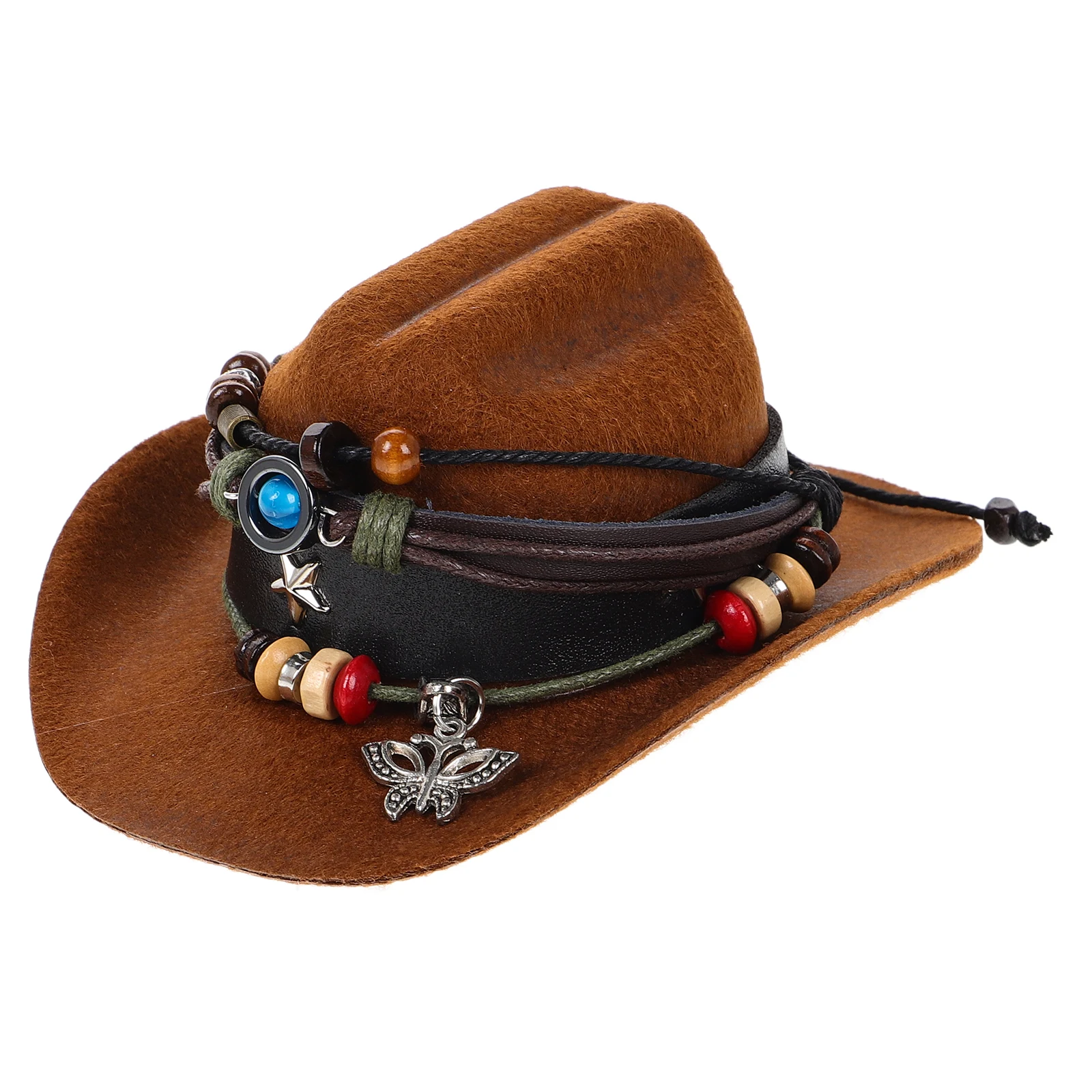 

Interior Western Cowboy Hat Robot Nomi Decor Auto Rearview Mirror Ornament Handmade Stylish Accessories For Car Enthusiasts