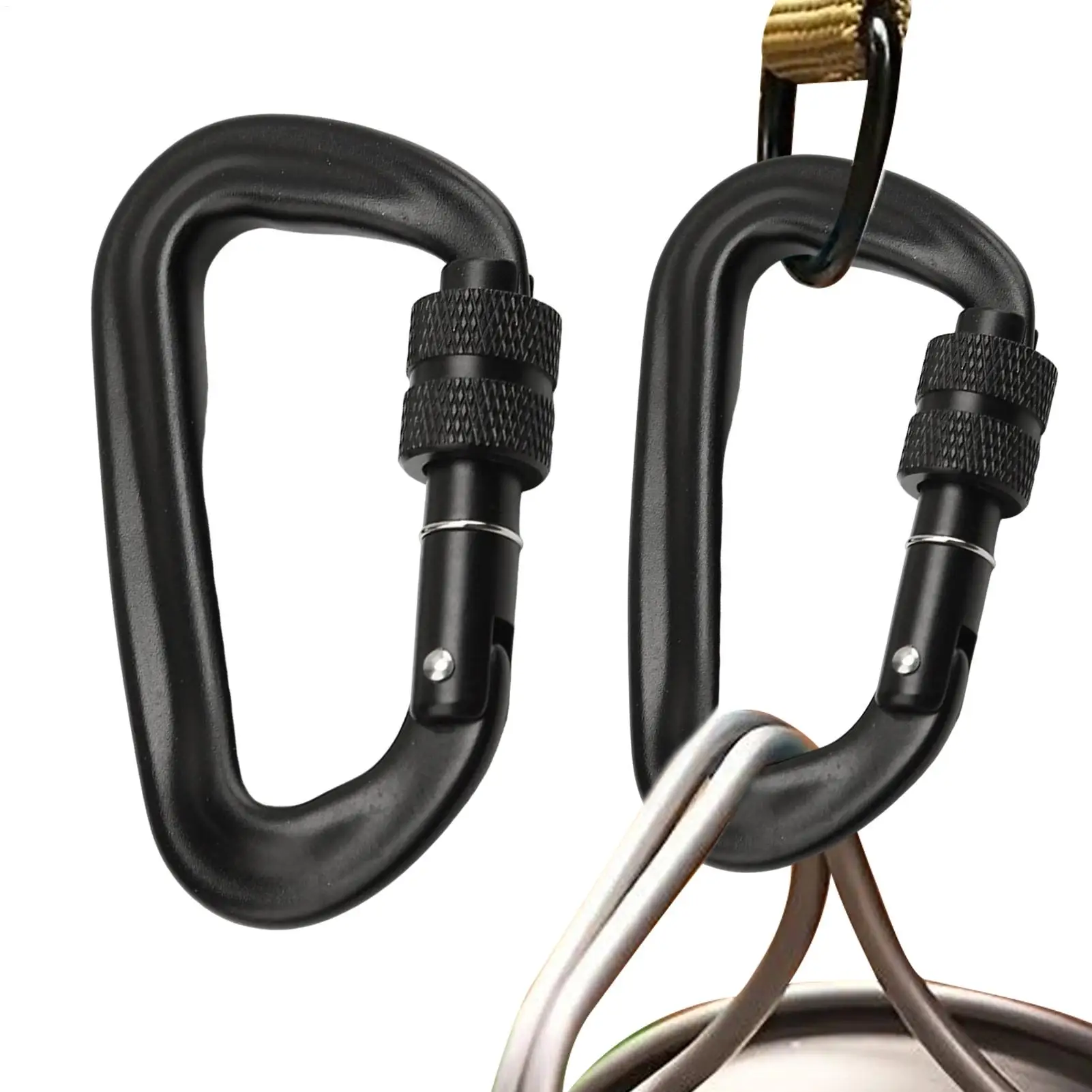 2pcs carabiner clips heavy duty aluminum alloy camping key chain clip hook  Aluminum Alloy D Ring Hiking Locking Carabiners