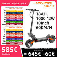 JOYOR S10-S-Z Electric Scooter 10 Inch Air Tires 60V 18Ah Battery 2*1000W Dual Motor 65Km/h Max Speed 70-85KM Range 120KG Load