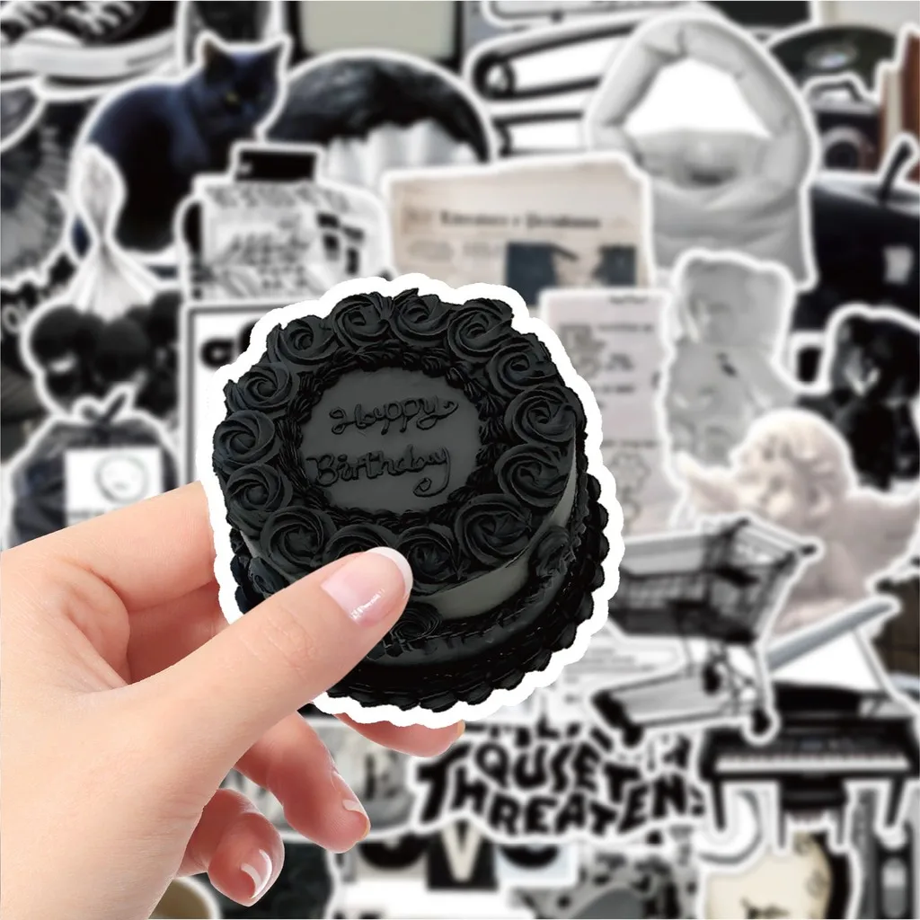 

50 Pieces Assorted Black and White Silent Film Stickers - Cute Decorative Decals for Room Decor, Journals Papery Pop Store