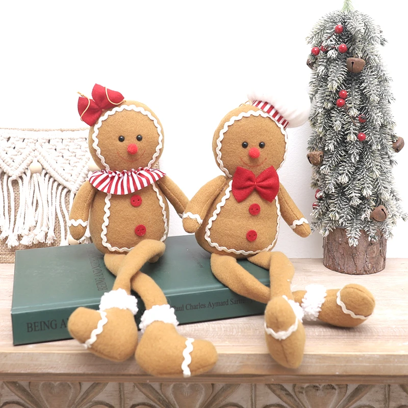 Large Gingerbread Man Christmas Decoration for Home Plush Doll Xmas Tree Hanging Ornament Pendant Kid Gift 2024 New Year Navidad