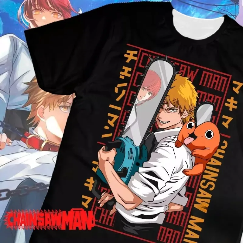 2026 الساخن بالمنشار رجل انمي ياباني تي شيرتات قصيرة الاكمام الرجعية الرجال النساء الاطفال عادية فضفاض الشارع الشهير تي شيرت P02