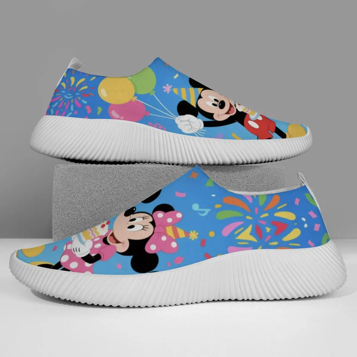 

New Women Shoes Flats Sneakers Minnie Mouse Birthday Party Slip-On Shoes Woman Casual Shoes Slip-on Loafers Female Boat Shoes