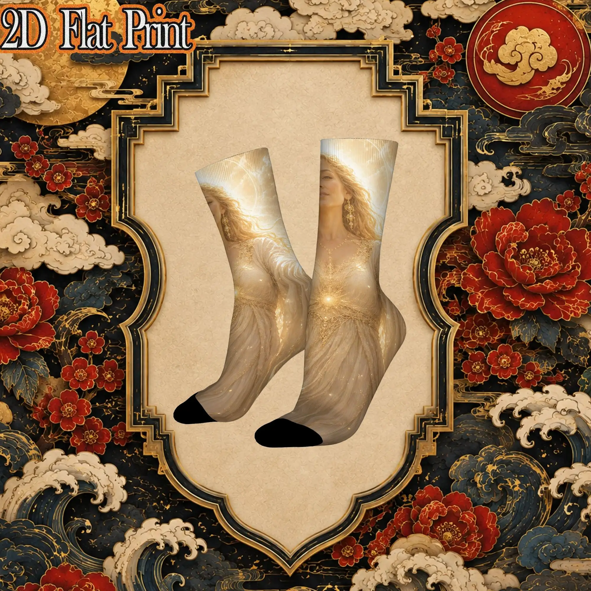 Divine Angelic Lady Pattern Vintage Primal Hunter Street Style Novelty Pattern compression Creative Sock Sports Socks