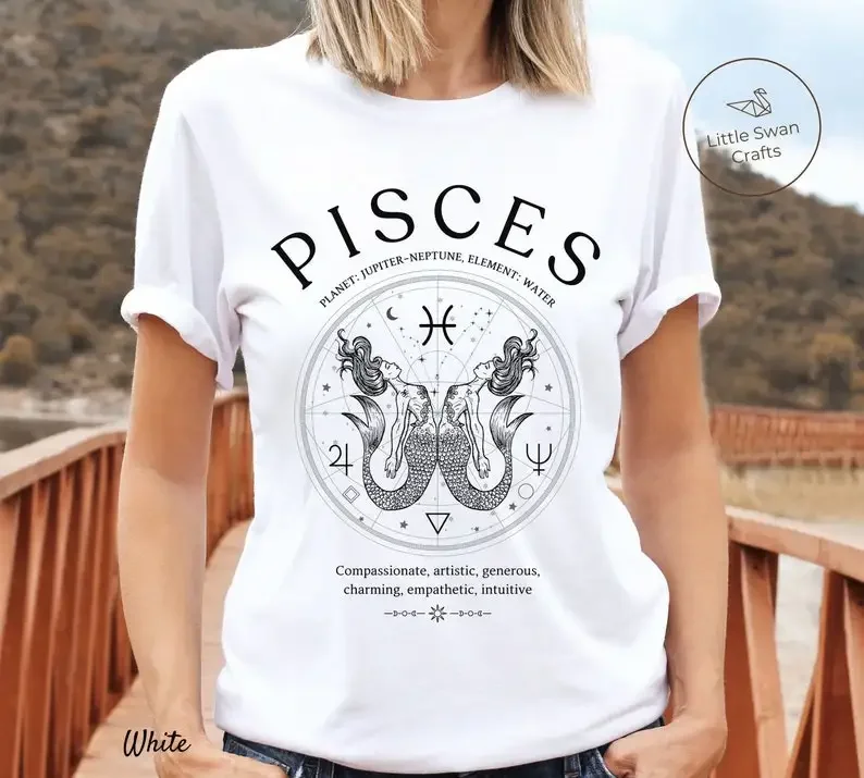 Pisces Shirt, Zodiac Sign Facts Tee, Astrology Birthday Gift, Unisex