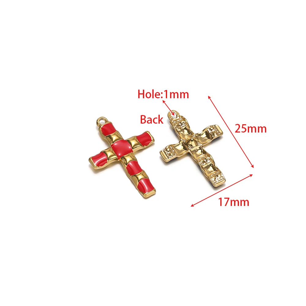 4 Stück Edelstahl-Emaille-Kreuzanhänger für religiöse Ohrringe, Anhänger, Armbänder, DIY-Halsketten-Zubehör, Schmuckherstellung – Detail 1