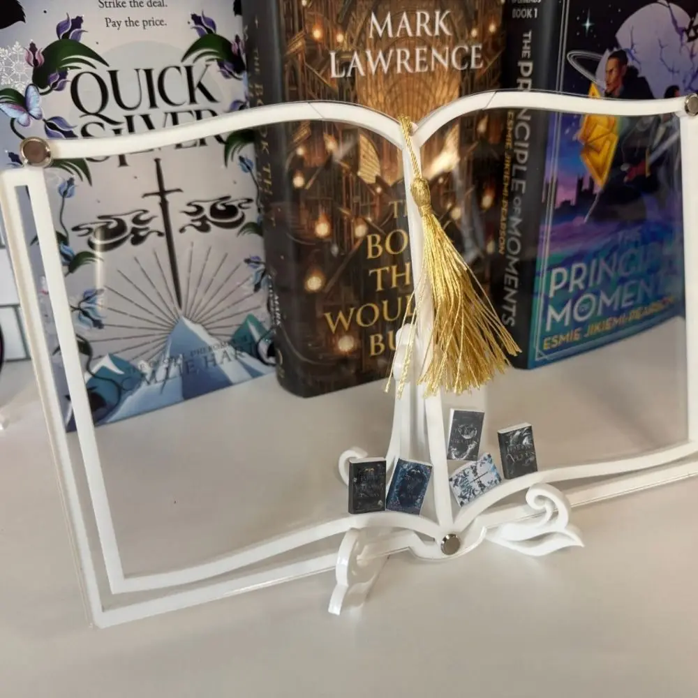 

Креативная акриловая подставка для книг, прозрачная практичная подставка для книг, черная/белая, декоративная, вертикальная полка для организации, подарок