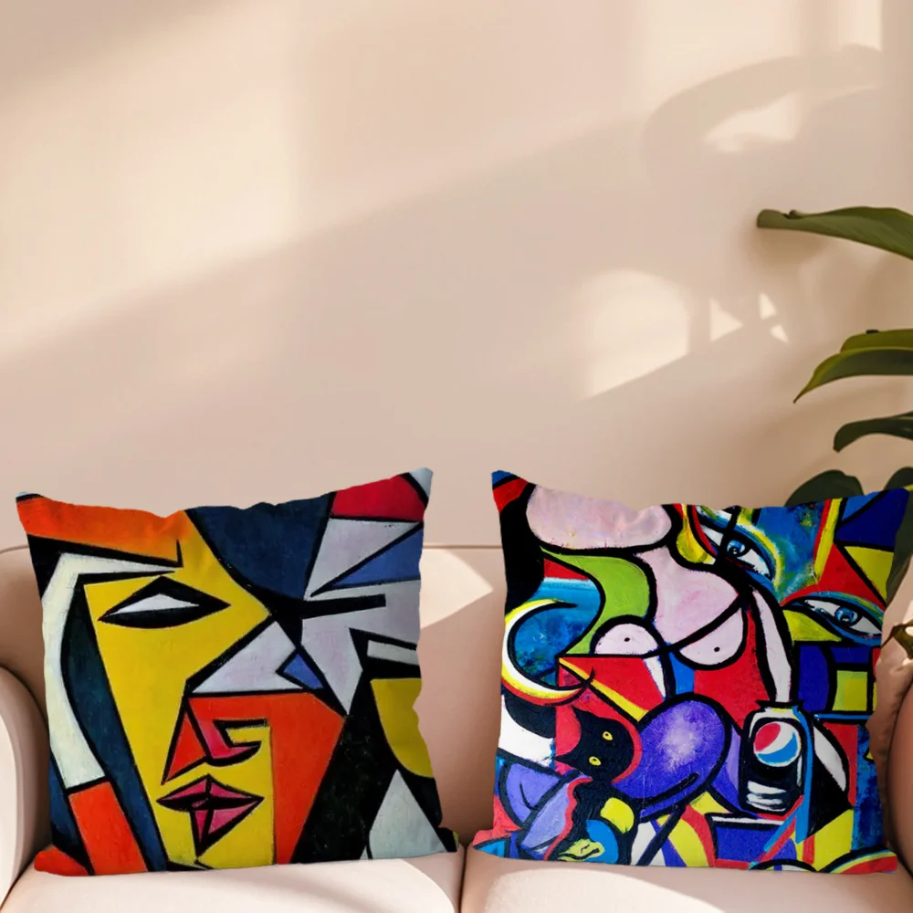 Picasso Related Art Paintings Pillow Case For Sofa Bedroom Living Room Office Bedside Table Backrest Cushion Printing Square