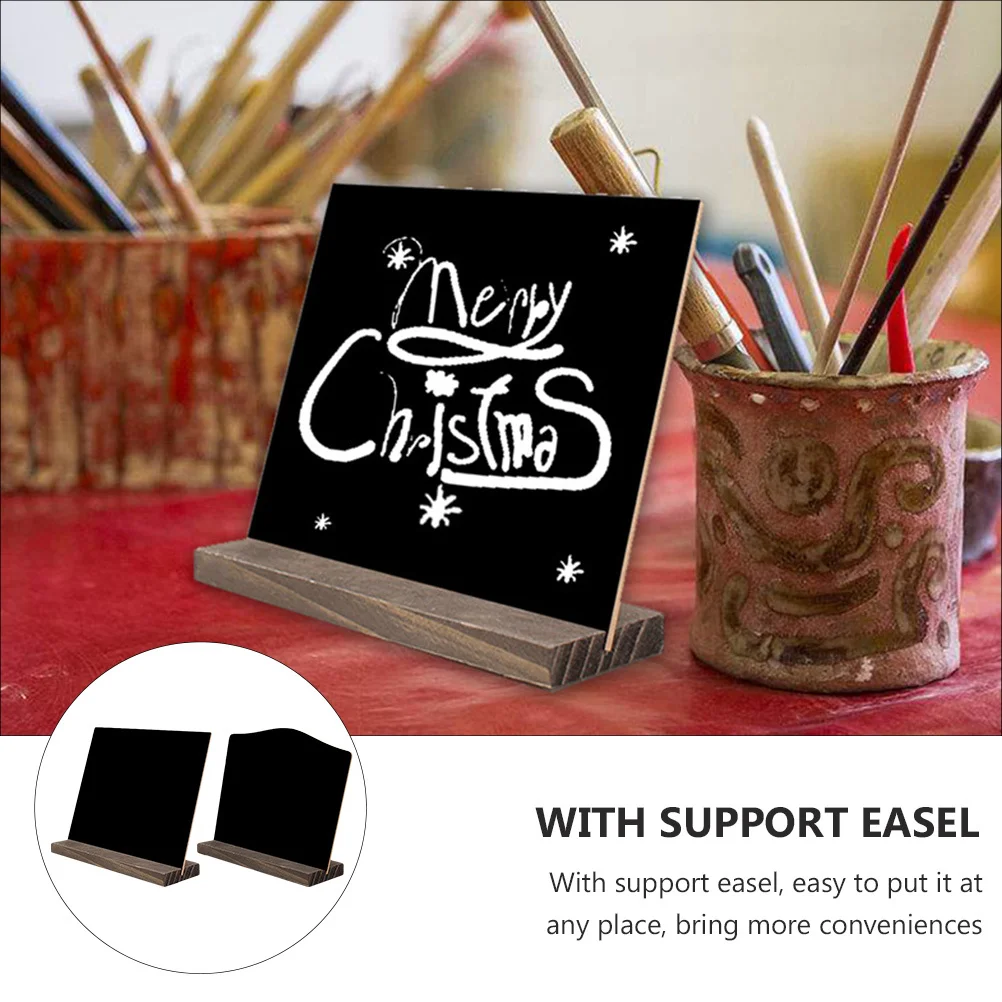 2pcs Wooden Chalkboard Set With Easel Stand Reusable Message Board For Home Bar Party Wedding Decoration Tabletop Sign