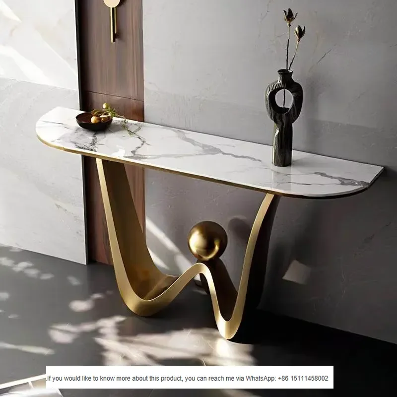 Minimalist Modern Entryway Console Stainless Steel Gray Brushed Finish Entry Table Entrance Cabinet Designer Long Narrow