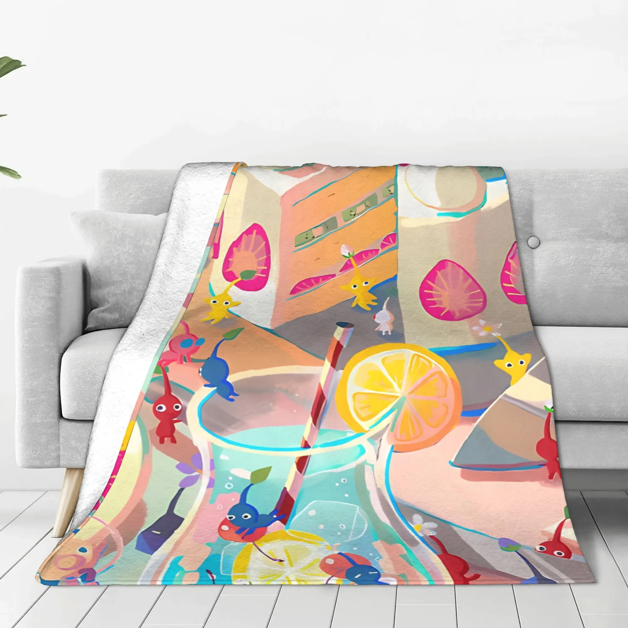1PC Mixed Sprite Pattern Pikmin Home Room Decorations Winter Blankets For Adults Bedding Home Interior Sofa Knee
