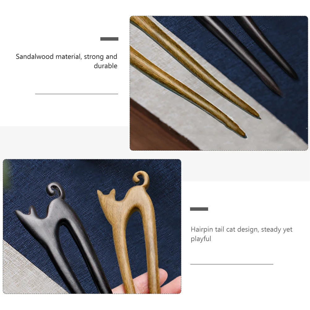 Horquilla de gato para mujer, palillo chino de madera, palillos de horquilla francesa, Clips largos de garra, decoración japonesa