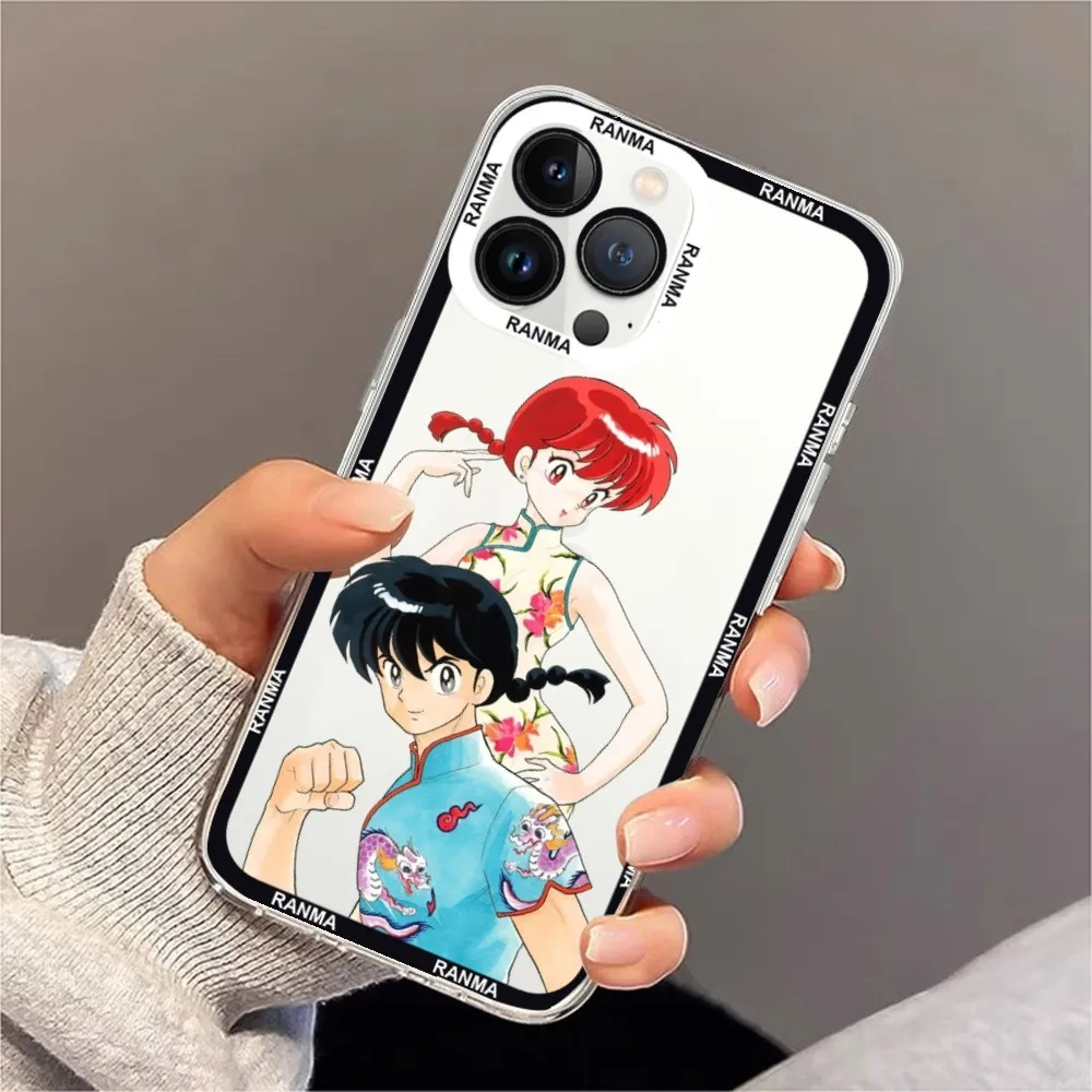 Custodia per telefono Cartoon Ranma 1 2 per Samsung S20 S21 S22 S23 Ultra Plus S10 Bordo trasparente Shell