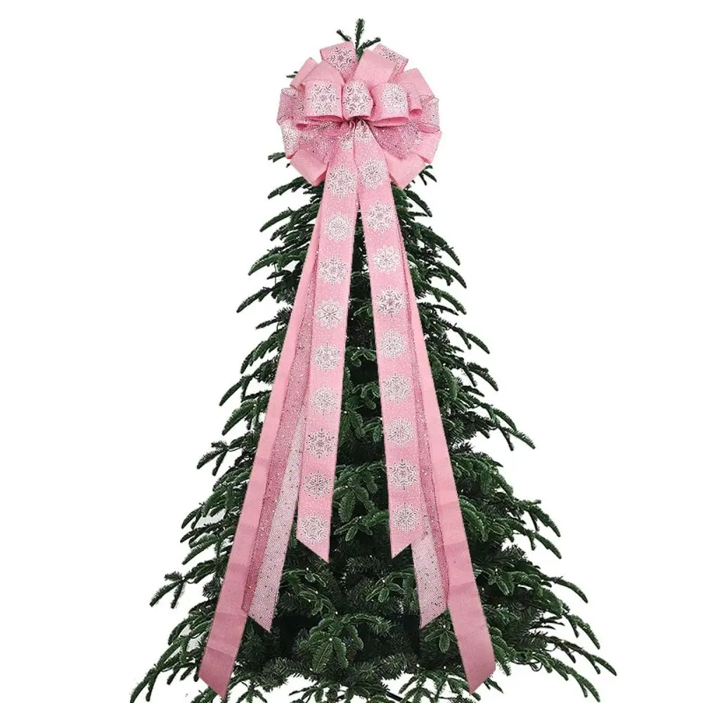 

Big Size Snowflake Christmas Decorations Linen Ribbon Overlock Wire Christmas Tree Decoration Bow Pendant Style Ribbon Knot