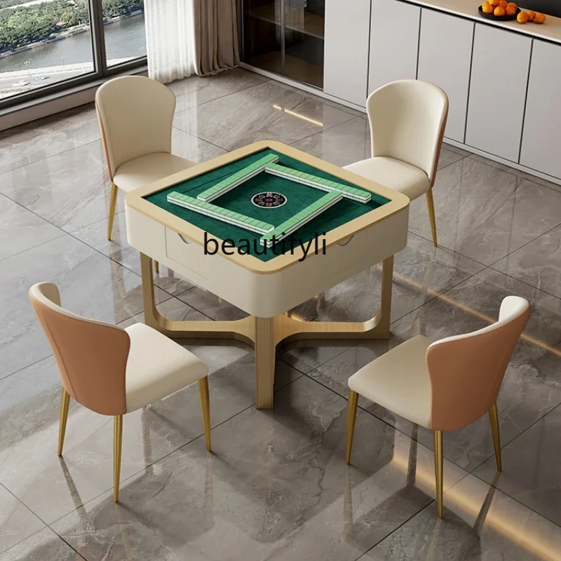 Light luxury rock slab automatic mahjong table dining table dual-purpose multi-function electric silent mahjong table