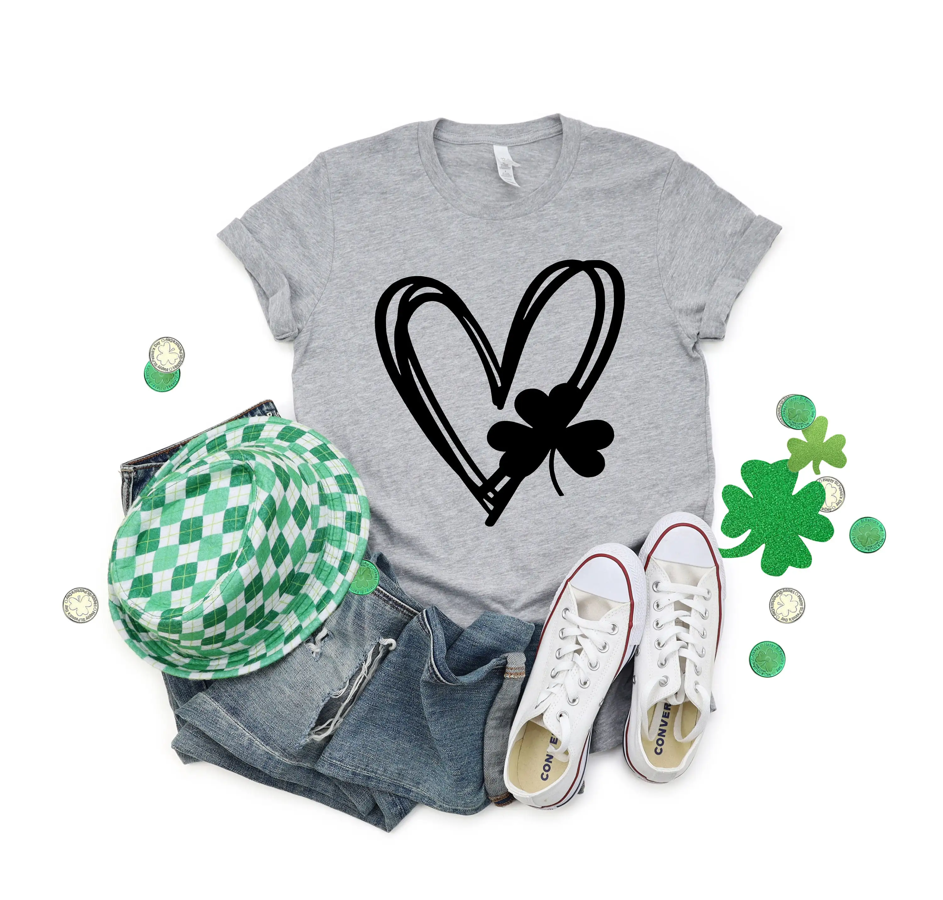 Green Love Lucky Four-leaf Clover Women T-shirt 2023 Voguish St Patrick's Day Female Shirt Holiday Carnival Comfort Girl Tee