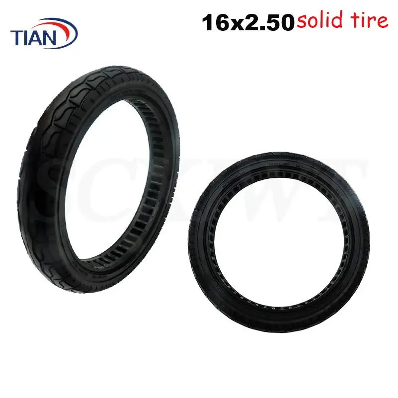 

16-Inch 16X2.50 Bicycle and Mountain Bike Solid Tires High Quality Electric Vehicle Uninflated Tires Solid Rubber Tires Durable