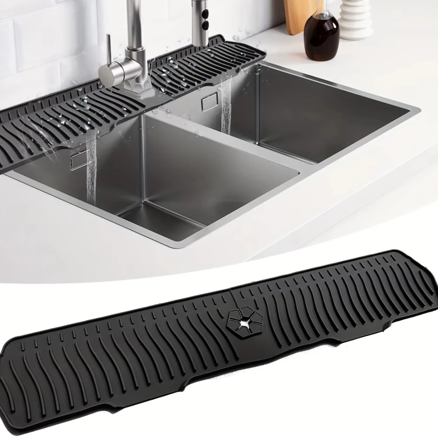 

Kitchen faucet splash guard silicone sink/faucet protection pad - Keeps the under-sink countertop dry, suitable for kitchens