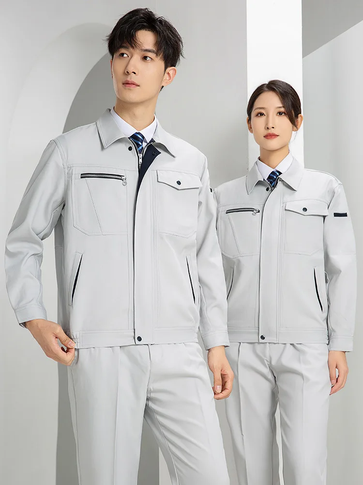 High Quality Work Clothing Anti Static Working Uniforms Factory Workshop Zipper Jacket With Pants Mechanical Repairman Work Suit