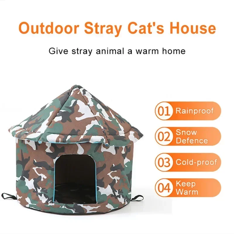 Houses Cats Bed Medium Dog Tent Animal Foldable Teepee Warm Pet For Winter Small Enclosed Outdoor Accessories Cat Waterproof