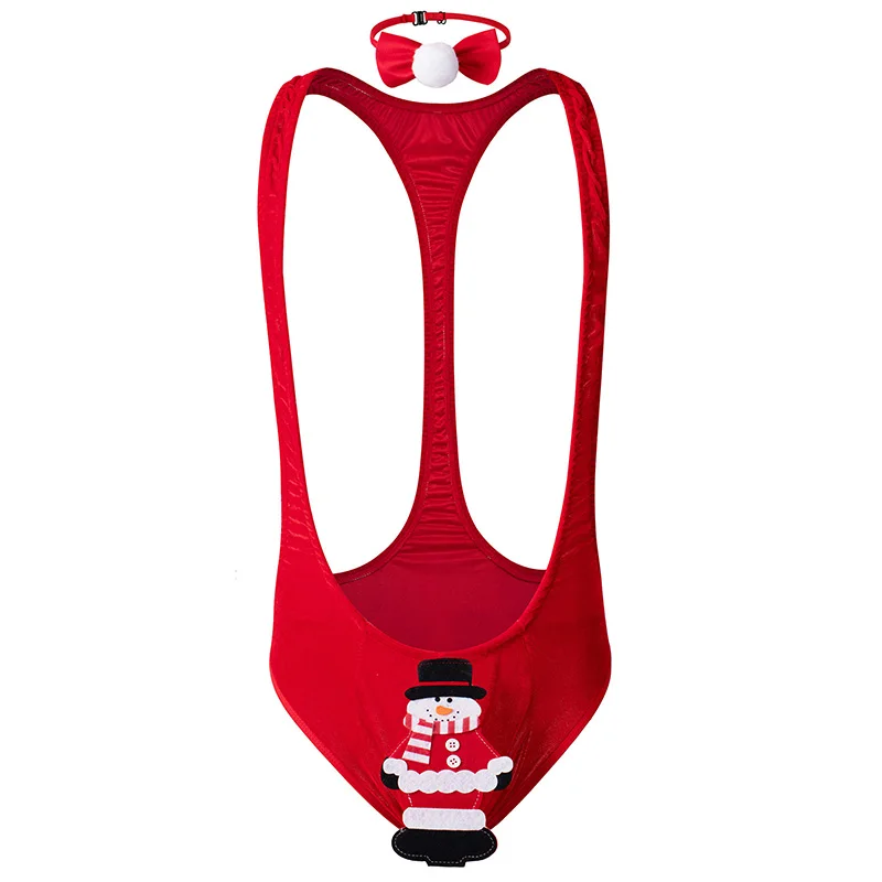 الرجال عيد الميلاد لعب الأدوار كروسدريس زي كرنفال لعبة موحدة مثير الذكور خادم بذلة سانتا بذلة ربطة القوس فيونكة مجانية #5