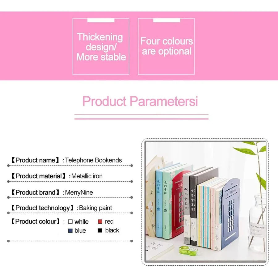 4 عبوات من نهايات الكتب المعدنية للأرفف الدفتين المزخرفة لكشك الهاتف غير قابلة للانزلاق الدفتين شديدة التحمل لتنظيم الكتب ماغا