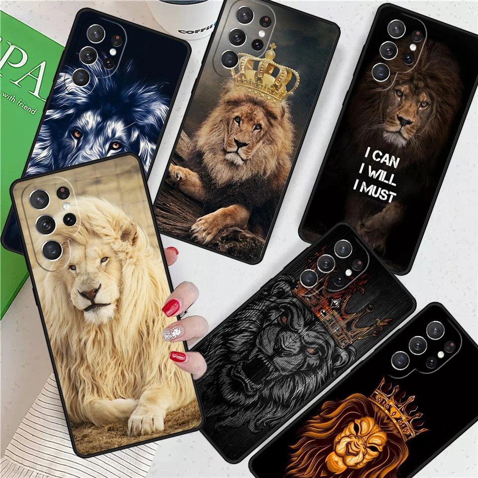 

Lion Alpha King Nature For Samsung Galaxy S24 Ultra S21 S22 S8 S9 S10E Note 10 20 Plus FE S23 Phone case Cover Coque