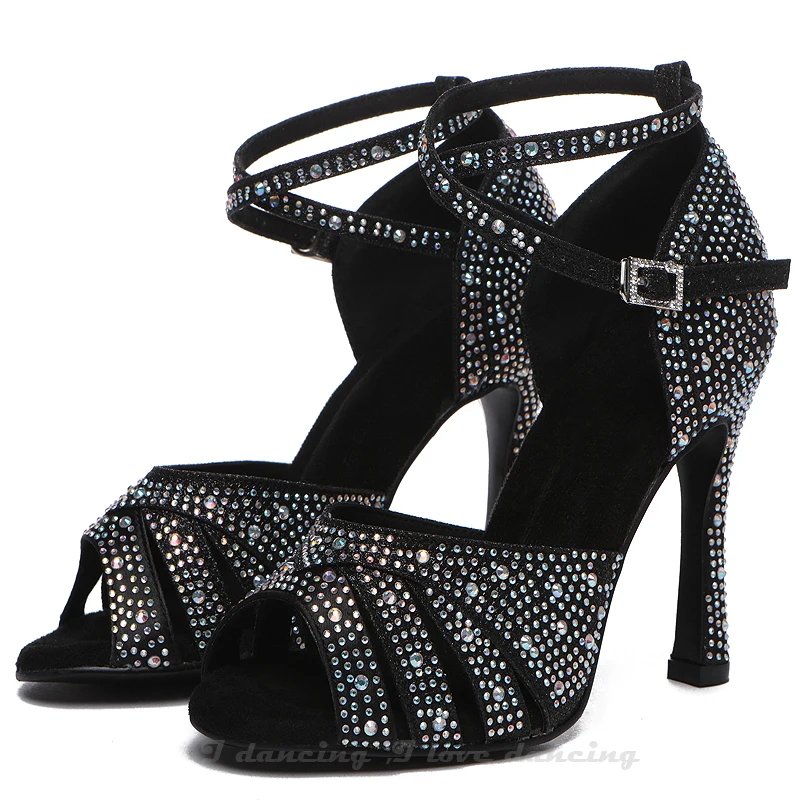 JuseDanc-Chaussures de brevà Talons Hauts pour Femme, Noir, PhtalSquare, Jazz, Strass, Été, 2023