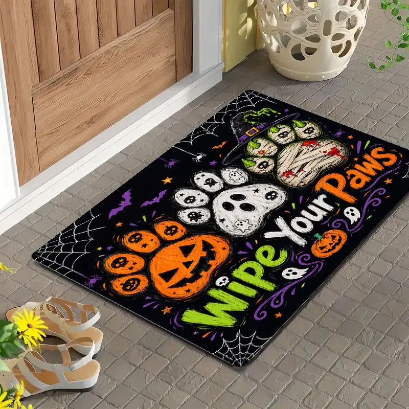 Happy Halloween 2D Flat Welcome Rug Ghost Dogs Front Door Back Door Doormat Bedroom Living Room Home Decor Floor