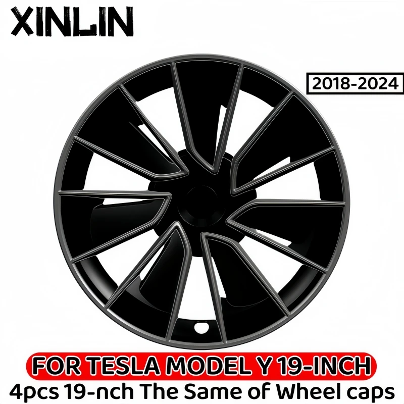 

4PCS 19 Inch Wheel Caps For Tesla Model Y 2018-2024Wheel Cover Performance Replacement Wheel Hub Cap Full Rim Cover Accessories