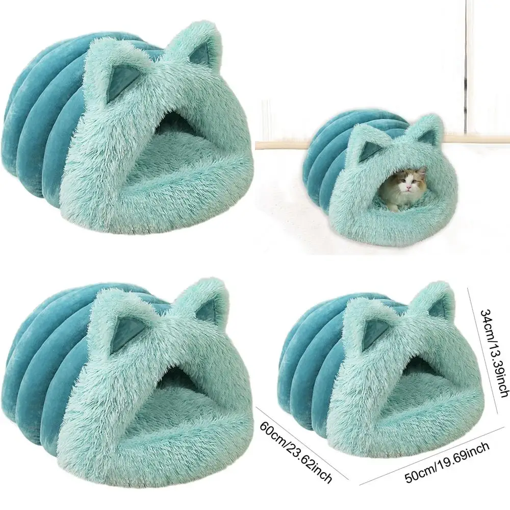 

cozy plush cat bed for warmth and comfort, ideal for kittens and cats, in grey