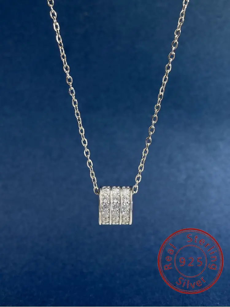 

925 Sterling Silver Classic Shiny White Slender Waist Zircon Necklace For Women Suitable Gatherings High Quality Fine Jewelry