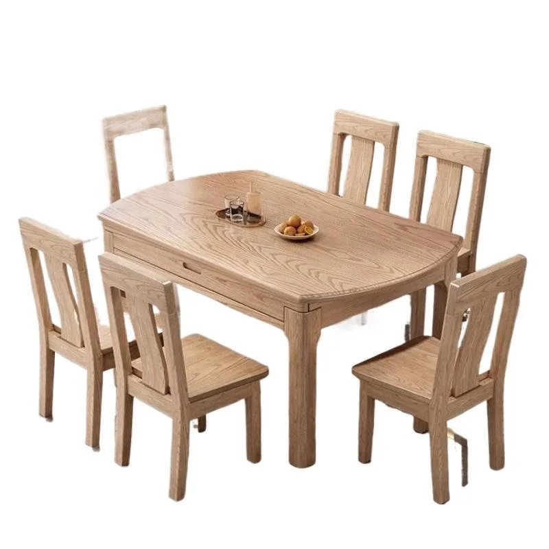 

Ash wood all solid wood dining table and chair combination modern simple square and round dual-purpose small