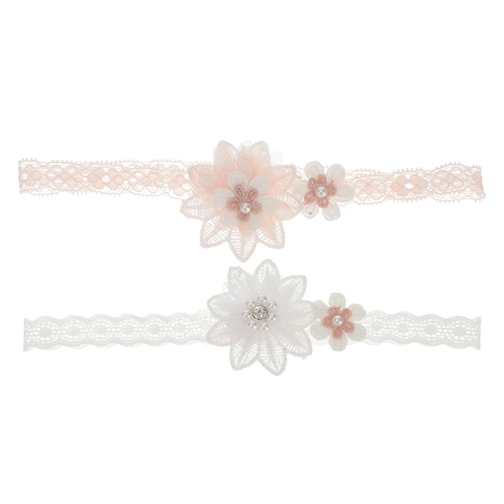 

2pcs Girls Floral Headbands Soft Lace Toddler Newborn Girl Hair Accessories Elastic Infant Flower Headband Daily Wear