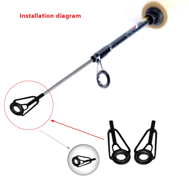(BBQ4)8pc Stainless Steel Fishing Top Rod Guide Porcelain Ring Fishing Pole Tip Repair Rod Tip Accessory Fishing Tackle Pesc
