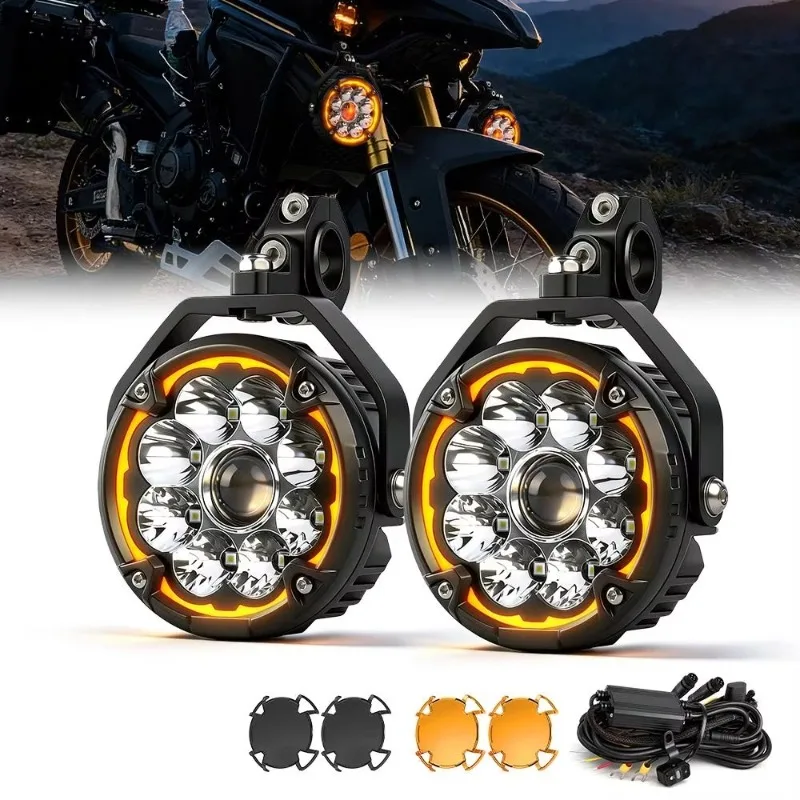 120W motorcycle off-road LED auxiliary light 12v 5 inches amber, fog light flash