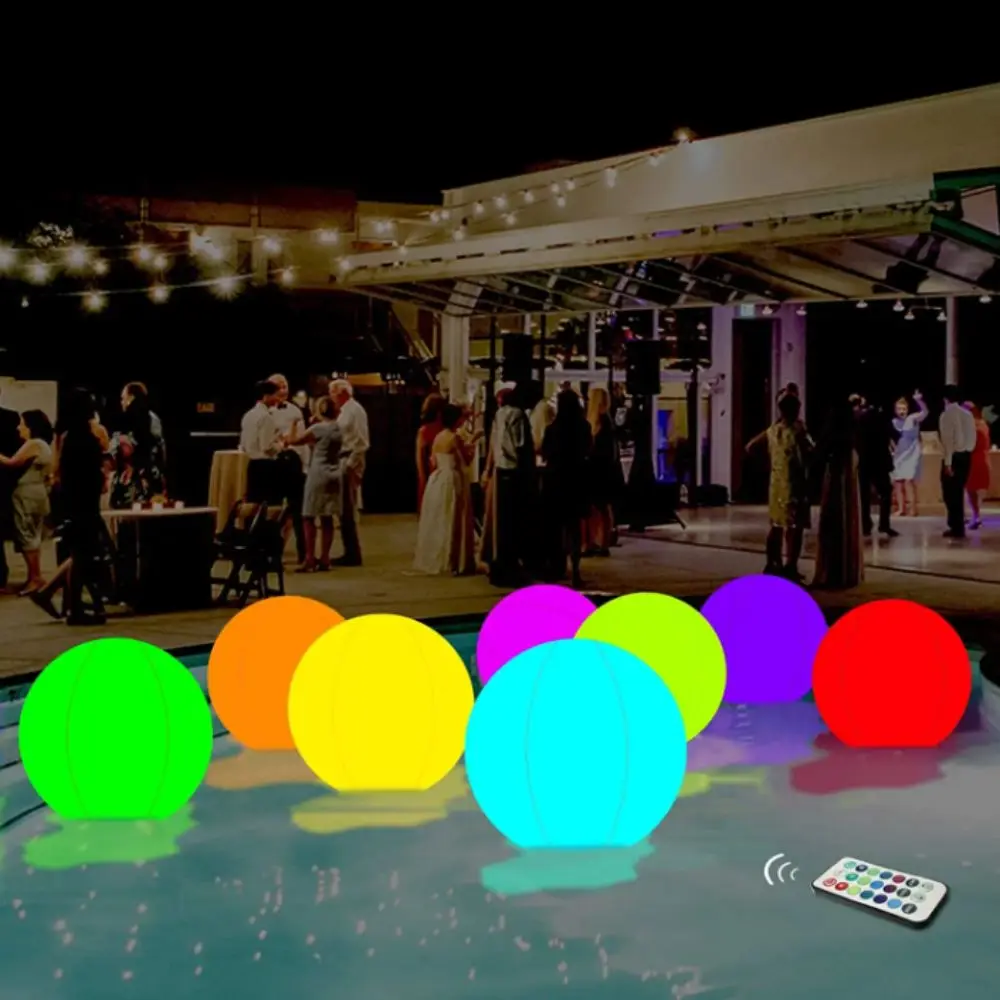 Color-Changing Lights Inflatable LED Ball Remote Control 16 Colors LED Glowing Beach Ball Large Size Luminous Floating LED Ball