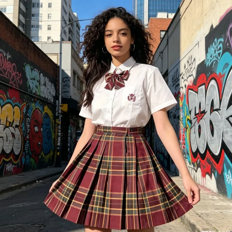 Japanese College Style Skirt Set, Female Summer Student Uniform, Basic Style, Sweet Girl Style, Campus Uniform, Daily Outfit