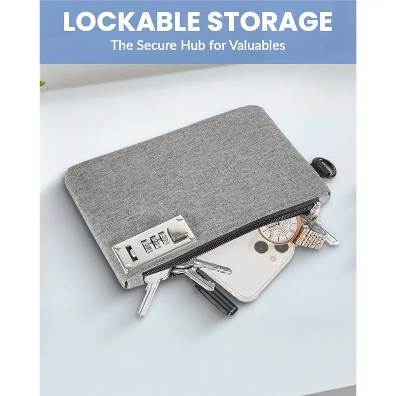 【THANKSGIVING DAY】Aerthezu Money Bag With Lock, Zipper Secure Cash Storage Bag, Travel-Safe Lockable Bank Carry Case- 2 Pack In