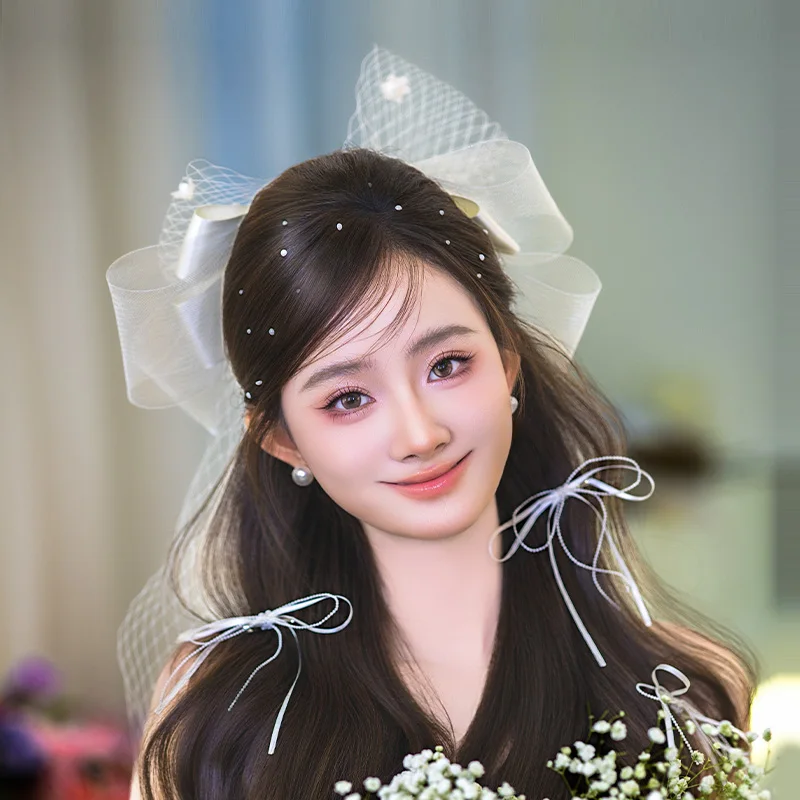 

Bridal Hair Accessories New 2025 Satin Mesh Bow Accessories