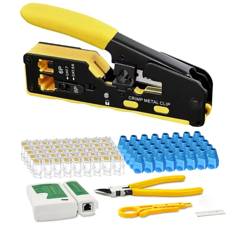 Versatile RJ45 Crimp Tool RJ45 Crimper and Networking Maintenance for CAT5 To CAT7 6P/8P Cable Efficiency Hand Tool