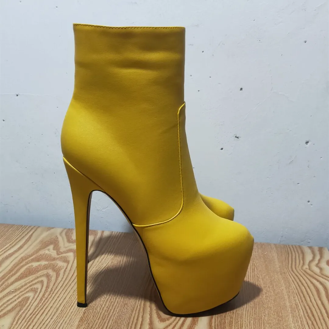 DIZHUANG shoes Fashion women's high heels boots. About 15 cm heel height. Artificial leather. Ankle boots. Zipper platform boots