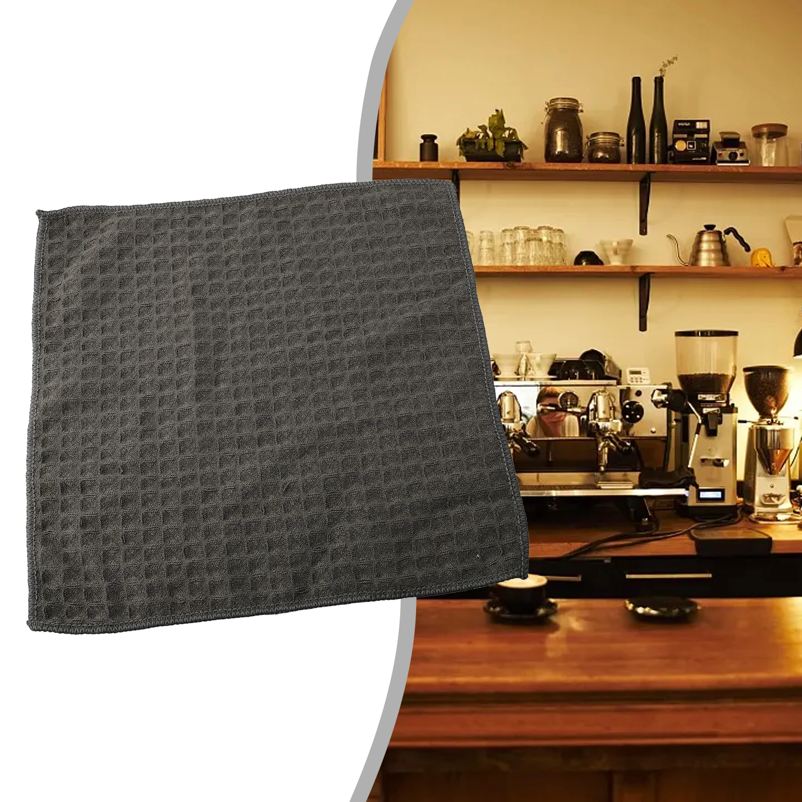 Soft and Absorbent Kitchen Dish Cloths  Waffle Cloth Weave Microfiber  Quick Drying  Great for Polishing  Dark Grey